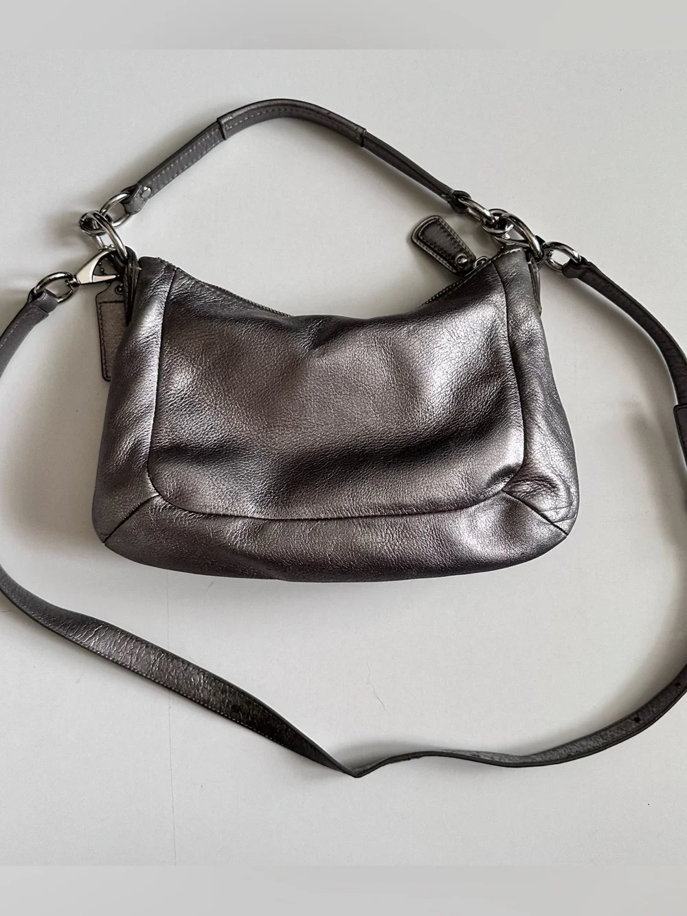 Coach Kristen Silver Metallic Hobo Bag